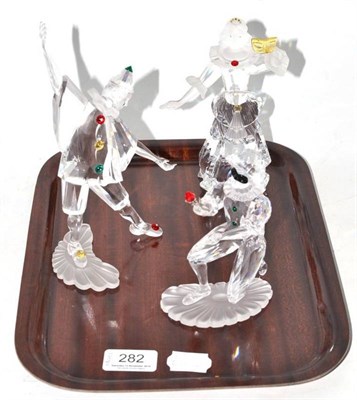 Lot 282 - Three Swarovski figures from the Masquerade Series: Columbine, Harlequin and Pierrot, all in fitted