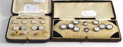 Lot 350 - A 9ct gold mounted dress set (incomplete), three other dress studs and another set of dress...