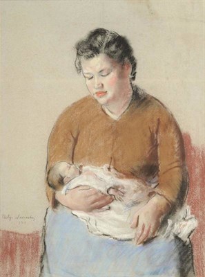 Lot 662 - Philip Naviasky (1894-1983) Mother and child, seated Signed and dated 1920, pastel drawing on...