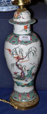 Lot 409 - Chinese polychrome lamp/vase