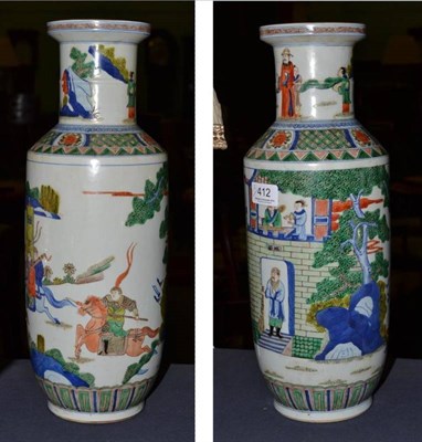 Lot 412 - A pair of famille verte vases