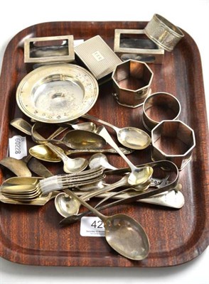 Lot 428 - Small silver comprising stilton scoop, eighteen items of Georgian and later cutlery, small...