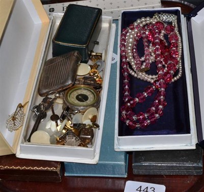 Lot 443 - Quantity of assorted costume jewellery, silver vesta etc