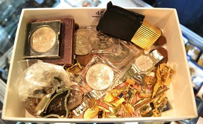 Lot 456 - Seiko and Eterna wristwatch, Dupont lighter, cufflinks, coins, etc