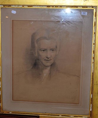 Lot 487 - Pair of 19th century pastel portraits highlighted in white, in gilt frames