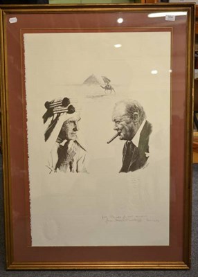 Lot 504 - After Curtis Hooper, 'Courageous Men Meet on Equal Terms', a print of Winston Churchill and...