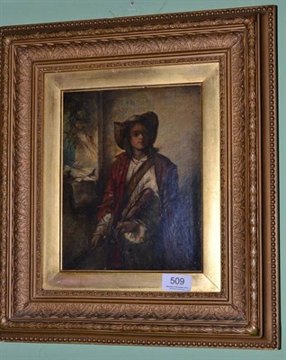 Lot 509 - Continental School, a young man holding a violin, oil on canvas