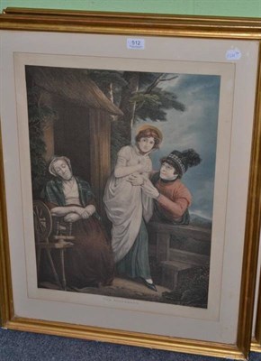 Lot 512 - Two framed coloured engravings titled ";The Tired Soldier"; and ";The Elopement"