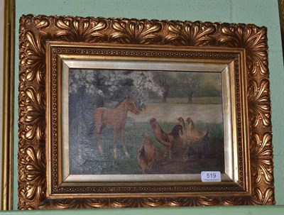 Lot 519 - E.Atkinson (19th/20th century), a donkey and ducks in a woodland landscape, signed and dated...