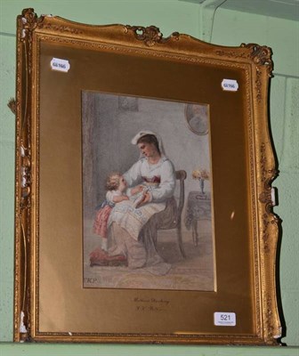 Lot 521 - Circle of Thomas Kent Pelham (active 1860-1891) ";Mother's Darling";, bears artist's monogram,...