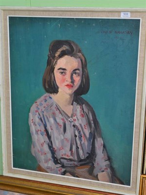 Lot 533 - Philip Naviasky (1894-1983)  Portrait of a young girl, signed and dated 1922, oil on board