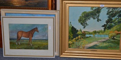 Lot 534 - Norman Webster, ";The Chestnut";, signed, watercolour, together with a framed oil of board, view of