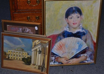 Lot 542 - Russian oil on canvas after Renoir, another of Pavlovsk and two pastels of ballerinas