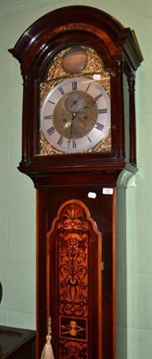 Lot 557 - Eight day long case clock by Archibald McVicar, Kilmarnock with mahogany marquetry case