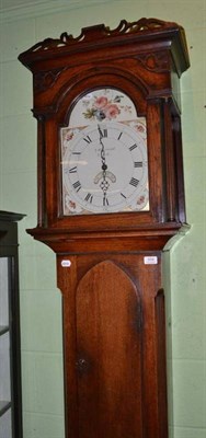 Lot 559 - Oak thirty-houre longcase clock with painted arch dial by T Sherwood