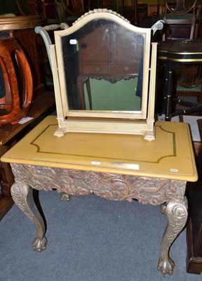 Lot 576 - An George II style dressing table with painted decoration and a similar dressing mirror