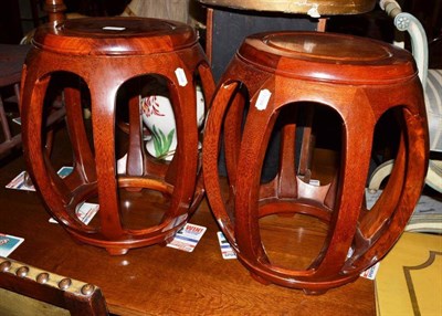 Lot 577 - Pair of Chinese hardwood barrel stands