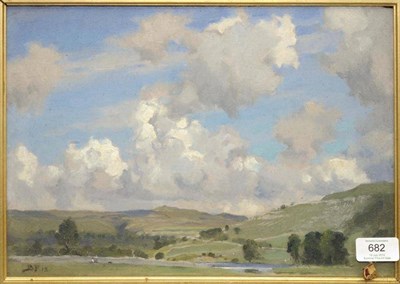 Lot 682 - Bertram Priestman RA, ROI, NEAC, IS (1868 -1951)  "The Hills of Upper Wharfedale " Initialled...