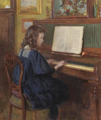 Lot 683 - Ernest Higgins Rigg (1868-1947)  A young girl, possibly the artist's daughter, seated at a...