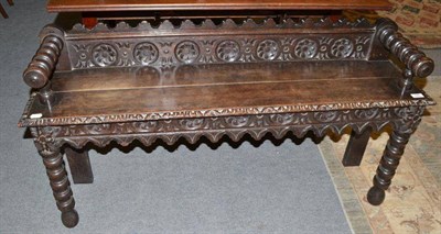 Lot 599 - Victorian carved oak hall seat