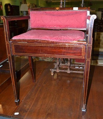 Lot 600 - An Edwardian mahogany inlaid piano seat