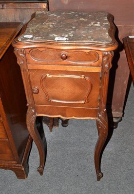 Lot 617 - A 19th century French Kingwood bedside cupboard with rouge marble top