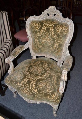 Lot 633 - Painted French armchair