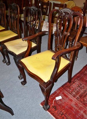 Lot 650 - Set of six mahogany dining chairs on ball and claw feet