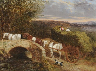 Lot 694 - John Frederick Herring Jnr (1815-1907) The Haycart Signed, oil on canvas, 3cm7 by 49.5cm