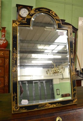 Lot 715 - Black lacquered chinoiserie decorated easel framed mirror