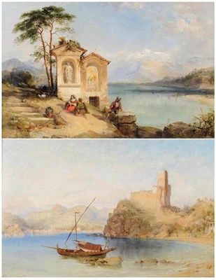 Lot 695 - Attributed to Alessandro la Volpe (1820-1887) Italian  "View of Lerici " An Italian lake scene with