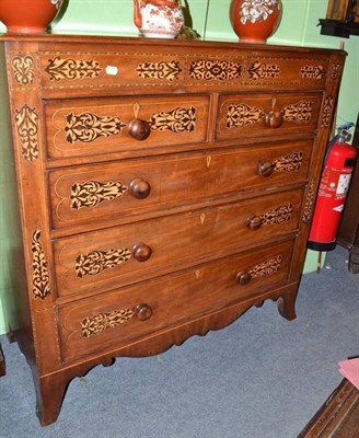 Lot 724 - An inlaid Victorian chest with two short and three long drawers