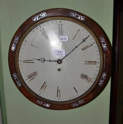 Lot 731 - A rosewood and mother-of-pearl inlaid single fusee wall timepiece