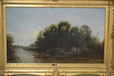 Lot 697 - Samuel David Colkett (1800/6-1863) "The Ferry ", river scene with figures Oil on canvas, 52.5cm...