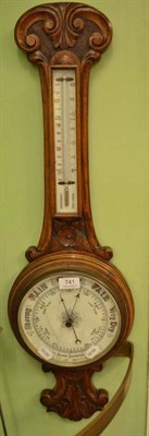 Lot 741 - Carved oak barometer