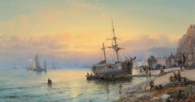 Lot 698 - Charles Thornley (fl.1859-1898)  "Sunset near Hastings " Signed W Thornberry and inscribed...