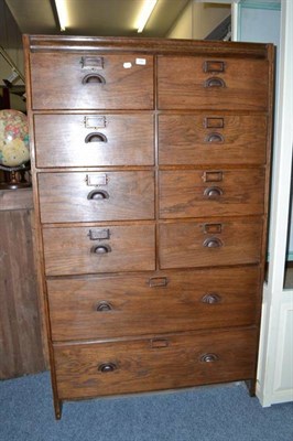 Lot 760 - An oak chest of ten drawers, filing cabinet style