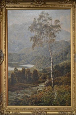 Lot 700 - Theodore Hines (fl.1876-1889) "In the Trossachs " Signed, inscribed verso, oil on canvas, 76.5cm by