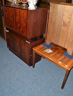 Lot 775 - A 1960's/70's torpe rosewood veneered square coffee table, with parquetry top, on four...