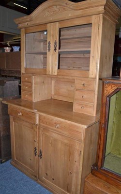 Lot 790 - Pine dresser with glazed upper section, 119cm wide