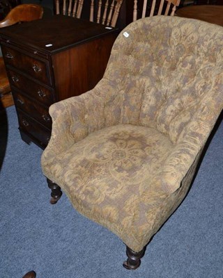 Lot 799 - Victorian upholstered spoon back chair and a cabinet