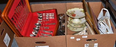 Lot 817 - A collection of silver and silver plate including silver teaspoons, plated tea service, tray,...