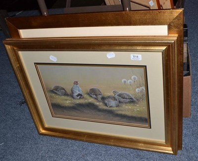 Lot 818 - John Naylor, study of partridge, signed and dated (19)98, pastel, together with a collection of...