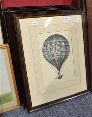 Lot 838 - A set of six prints depicting hot air balloons (6)