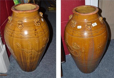 Lot 840 - Pair of large Chinese pottery storage jars