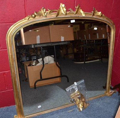 Lot 869 - A gilt framed over mantel wall mirror