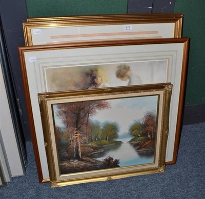 Lot 878 - Framed prints, signed in pencil and another framed oil