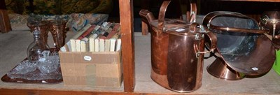 Lot 894 - Nine 'Wonder' books, a large Victorian copper watering can, a Victorian copper coal scuttle, a...