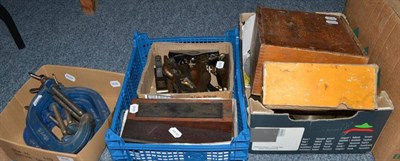 Lot 896 - Stanley plane, planes, cutting saw blades, vices etc