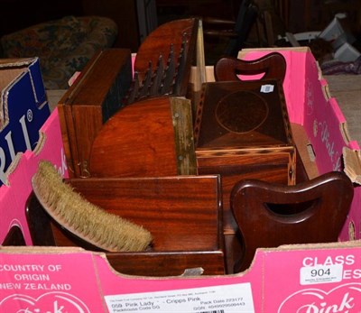 Lot 904 - George III mahogany caddy, folding reading stand, stationery rack, bookstand etc